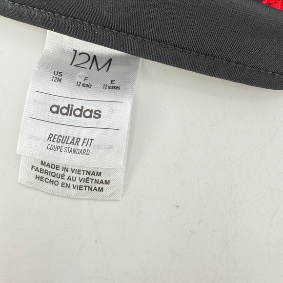Adidas Track Jacket 12M Black Red Full Zip Athletic Activewear Toddler - Picture 3 of 5